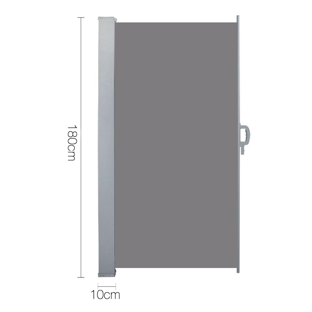 Instahut Retractable Side Awning Shade in grey, showcasing its robust steel frame and UV resistant polyester fabric, ideal for outdoor use.